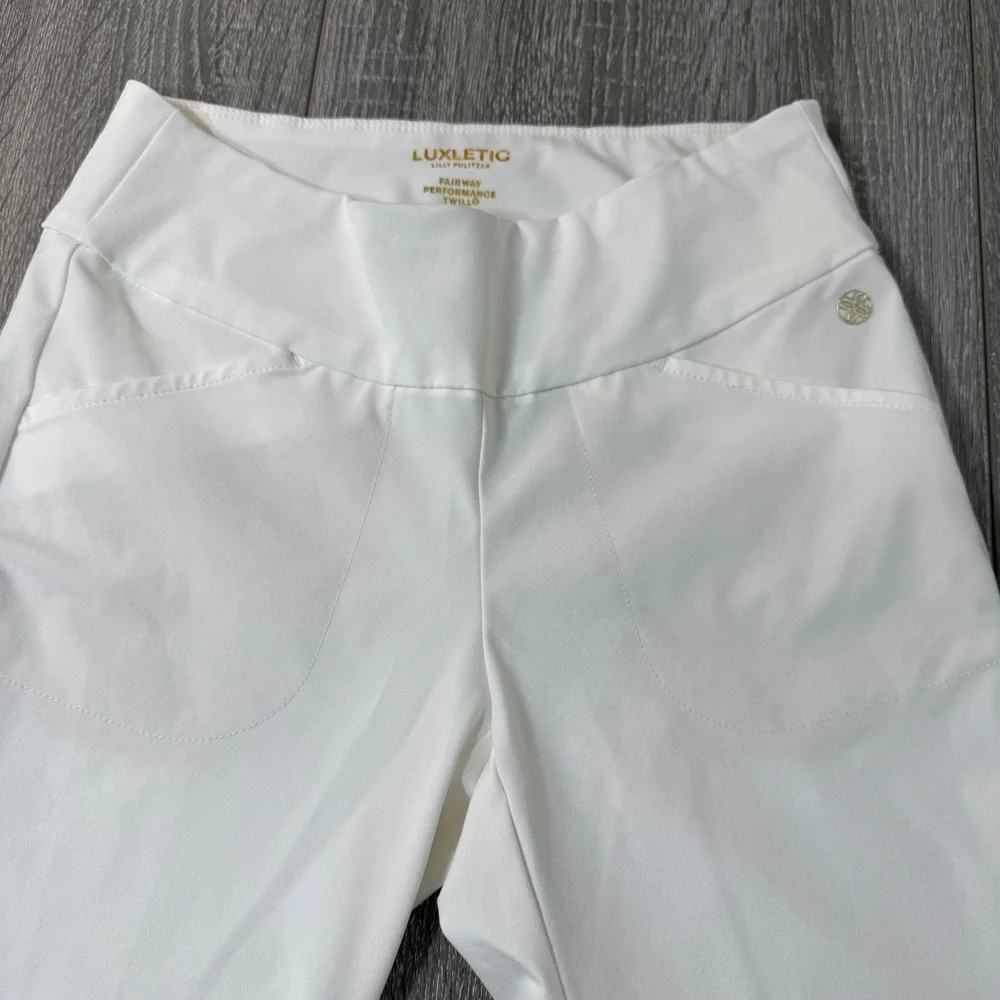 Lilly Pulitzer Luxletic Fairway Performance Twill Pants White Golf size 2 women